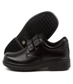 COLORADO Junior School Shoes-Roar Junior E Black Leather Adjustable Shoes
