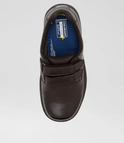 COLORADO Junior School Shoes-Roar Junior E Brown Leather Adjustable Shoes