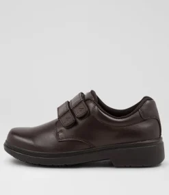 COLORADO Junior School Shoes-Roar Junior E Brown Leather Adjustable Shoes