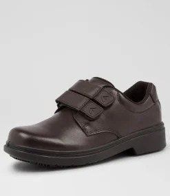 COLORADO Junior School Shoes-Roar Junior E Brown Leather Adjustable Shoes