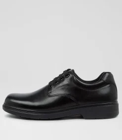 COLORADO Senior School Shoes-Roar Senior C Black Leather Lace Up Shoes