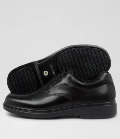 COLORADO Senior School Shoes-Roar Senior E Black Leather Lace Up Shoes