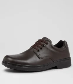 COLORADO Senior School Shoes-Roar Senior E Brown Leather Lace Up Shoes