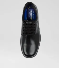 COLORADO Senior School Shoes-Roar Senior F Black Leather Lace Up Shoes