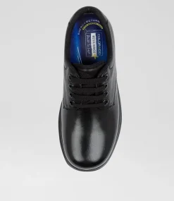 COLORADO Junior School Shoes-Roar Youth C Black Leather Lace Up Shoes