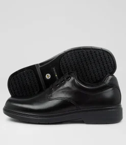 COLORADO Junior School Shoes-Roar Youth D Black Leather Lace Up Shoes