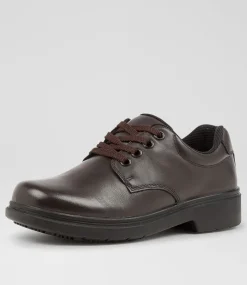 COLORADO Junior School Shoes-Roar Youth E Brown Leather Lace Up Shoes