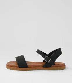 Women I LOVE BILLY Flats|Sandals-Rolucin Black Nubuck Pu Sandals