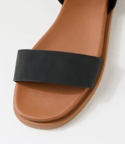 Women I LOVE BILLY Flats|Sandals-Rolucin Black Nubuck Pu Sandals