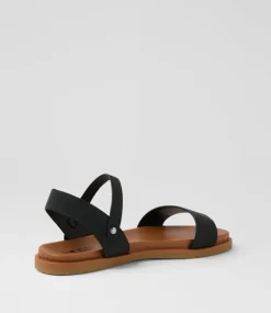 Women I LOVE BILLY Flats|Sandals-Rolucin Black Nubuck Pu Sandals