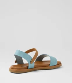 Women I LOVE BILLY Flats|Sandals-Rolucin Denim Tan Nubuck Pu Sandals