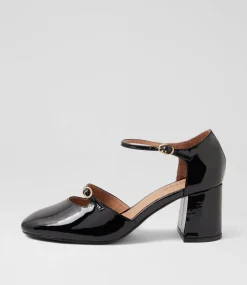 Women DIANA FERRARI Dress|Heels-Rondi Black Patent Leather Heels
