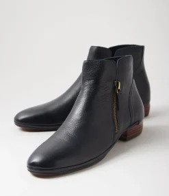 Women DIANA FERRARI Boots-Ronele Navy Dark Brown Leather Ankle Boots