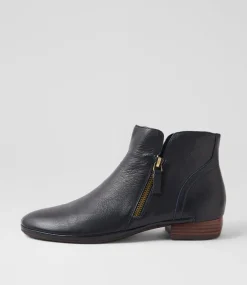 Women DIANA FERRARI Boots-Ronele Navy Dark Brown Leather Ankle Boots