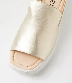 Women TOP END Sandals-Rosabel Pale Gold White Leather Sandals