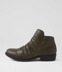 Women I LOVE BILLY Boots-Rosie Olive Black Ankle Boots