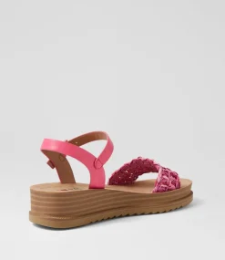 Women I LOVE BILLY Wedges|Sandals-Ruche Lipstick Weave Sandals