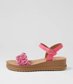 Women I LOVE BILLY Wedges|Sandals-Ruche Lipstick Weave Sandals