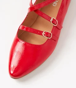 Women TOP END Flats-Sabecca New Red Patent Leather Ballet Flats