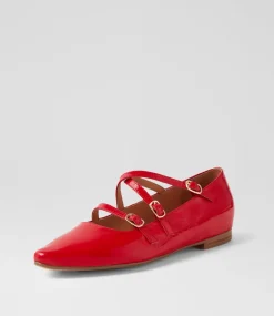 Women TOP END Flats-Sabecca New Red Patent Leather Ballet Flats
