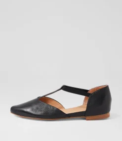 Women TOP END Flats-Saddie Black Leather Flat Shoes