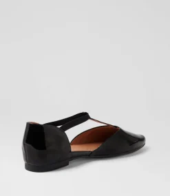 Women TOP END Flats-Saddie Black Patent Leather Flat Shoes