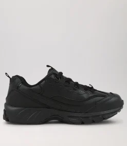 COLORADO Sport School Shoes|Junior School Shoes-Sage Jnr E Lace Lol Black Leather Sneakers