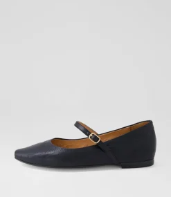 Women TOP END Flats-Sairo Black Leather Ballet Flats