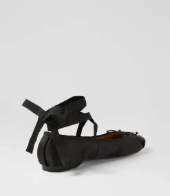 Women I LOVE BILLY Flats-Salina Black Satin Flat Shoes