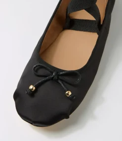 Women I LOVE BILLY Flats-Salina Black Satin Flat Shoes