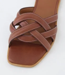 Women DIANA FERRARI Flats|Sandals-Santia Walnut Leather Sandals