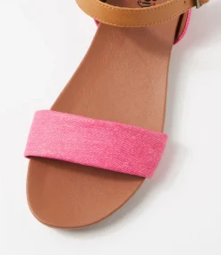 Women I LOVE BILLY Flats|Sandals-Saratoga Pink Denim Tan Sandals