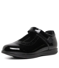 LYNX Junior School Shoes-SASHA VEL BLACK