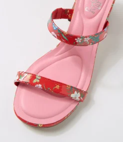 Women I LOVE BILLY Heels|Sandals-Sashay Red Botanic Patent Synthetic Sandals