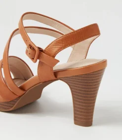 Women SUPERSOFT Comfort|Heels-Sassa Dark Tan Leather Sandals