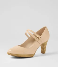 Women SUPERSOFT Dress|Comfort-Sayshell Nude Patent Leather Heels