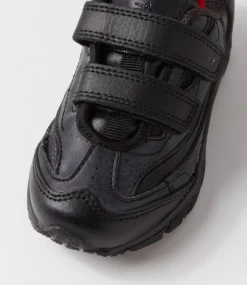 LYNX Sport School Shoes|Junior School Shoes-Scoot Jnr E Vel Black Leather Sneakers