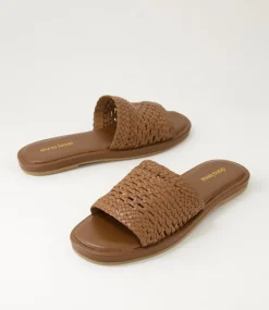 Women DIANA FERRARI Flats|Sandals-Selica Tan Leather Sandals
