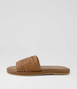 Women DIANA FERRARI Flats|Sandals-Selica Tan Leather Sandals