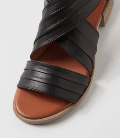 Women DIANA FERRARI Flats|Sandals-Selino Black Leather Sandals