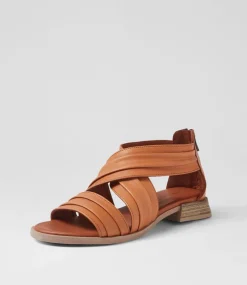 Women DIANA FERRARI Flats|Sandals-Selino Tan Leather Sandals