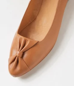 Women TOP END Flats-Sella Dark Tan Leather Ballet Flats