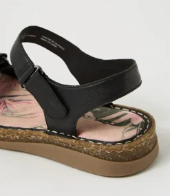 Women COLORADO Comfort|Flats-Selly Black Leather Sandals