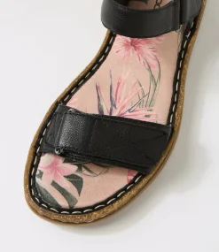 Women COLORADO Comfort|Flats-Selly Black Leather Sandals