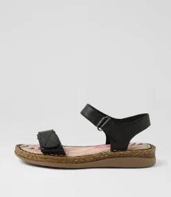 Women COLORADO Comfort|Flats-Selly Black Leather Sandals