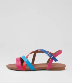 Women I LOVE BILLY Flats|Sandals-Seratu Magenta Blue Multi Sandals