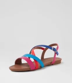 Women I LOVE BILLY Flats|Sandals-Seratu Magenta Blue Multi Sandals