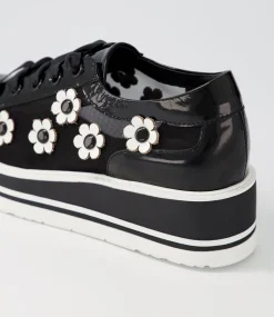 Women TOP END Sneakers-Sereno Black White Patent Multi Sneakers