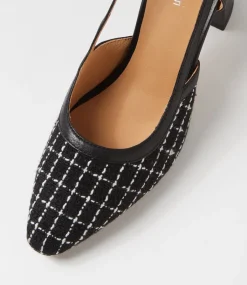Women DIANA FERRARI Heels-Shadie Black Tweed Fabric Leather Heels