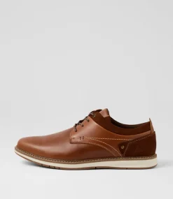 COLORADO Casuals-Shaggy Cognac Leather Lace Up Flats